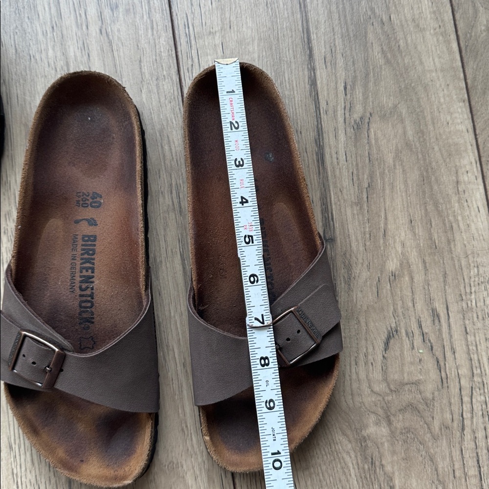 Birkenstock Madrid Sandals Lot 2 Pair EU 40 Brown Black Leather Slide Comfort - Picture 11 of 13